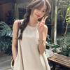Japonês-coreano Backless Férias Alça sem mangas vestido colete feminino de verão design nicho solto branco praia vestido longo