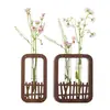Madera de Nogal Estilo Chino Madera Maciza Florero de Escritorio Vidrio Transparente Hidropónico Decoración de Alta Gama Florero para Flores Secas Oficina