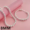 Joias de comércio exterior cobre banhado a prata 8MM contas colar pulseira conjunto temu AliExpress explosões