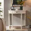 Mesa de entrada semicircular estilo americano, decoración de pasillo, mesa francesa vintage de estilo europeo de madera maciza montada en la pared, mueble de pared para sala de estar, ultradelgado