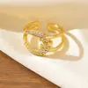 Novo Anel Vazado Totalmente Cravejado com Diamantes Transfronteiriço, Versão Larga com Cravação de Diamantes, Moderno e Elegante, Anel Aberto Ajustável para o Dedo Indicador