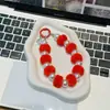 Cadena para teléfono de bola de felpa con perlas y cuentas para otoño e invierno, colgante de bolsa de bola de felpa lindo, llavero para teléfono de niña