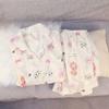 Pijama Nuevo para Mujer Verano Algodón Nube Doble Corto Niñas Lindo Solapa Pequeña Manga Corta Shorts Conjunto Ropa para Casa Venta al por Mayor