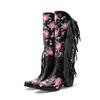 Botas de caballero nuevas de otoño e invierno 2023, botas altas de comercio exterior transfronterizo occidental, botas con borlas y remaches bordados, tallas grandes 34-43