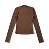Bt953-25 Outono Novo Estilo Europeu e Americano Garota Popular Desejo Puro Sexy Exposto Clavícula Slim Fit Falso Duas Peças Camiseta Base