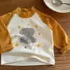 Camiseta interior básica para niños y niñas, ropa de invierno, camiseta de cuello semi-alto, suéter de manga raglán para bebé, capa interior térmica de bloques de color para niñas