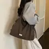 Bolsa de Lona Xadrez Retrô Outono e Inverno Feminina Grande Capacidade Versátil Bolsa de Mão Sensação Relaxada Bolsa Tote de Ombro Único para o Dia a Dia