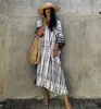 Transfronterizo 2025 Moda Europea y Americana Estampado Vestido de Playa Bali Estilo Túnica Vacaciones en la Costa Protección Solar Estilo Casual