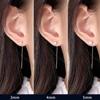 Hilo para pendientes de bola redonda esmerilada de plata pura S999 para mujer, Modelo Nuevo 2026, Cuidado de orejas de plata pura, Antiperdida, Cadena corta simple para orejas para adelgazar el rostro