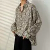 Camisa de outono de manga comprida estilo americano para homens, moderna e descolada estilo coreano, estilo nicho de Hong Kong, camisa floral de corte solto, dropshipping disponível