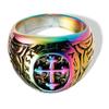 Venta Caliente Transfronteriza Anillo de Acero Inoxidable con Cruz Sagrada Vintage Desgastado Gótico Diablo Punk para Hombre