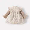 Conjunto de Dos Piezas para Bebé Niña: Camiseta Térmica Gruesa de Felpa con Mangas de Campana, Vestido Chaleco Acolchado de Algodón Estilo Nuevo de Invierno para Bebé y Niño Pequeño