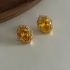 Modelo 2026 Pendientes de Lujo de Alta Resistencia para Mujer con Circonita Naranja Microincrustada, Pendientes Versátiles Lujosos y de Moda