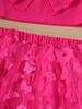 Camisola de Verão para Meninas com Laço e Saia de Borboleta 3D, Roupa de Performance de Formatura Unicolor