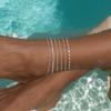 Joyería Transfronteriza Europea y Americana, Versátil Set de 6 Tobilleras de Metal de Moda, Tobillera de Cadena Retro Labios Personalizada para Mujer