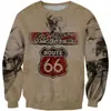 Estación Internacional New Cross-Sleeve Caída Redonda Sudadera Estampado Digital 3D Ruta 66 Holgada Manga Larga Sudadera