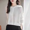 Nuevo Cárdigan de Lana Tencel de Hilo Fino para Mujer 2026, Cuello Redondo, de Botones, Suéter de Punto Fino, Color Sólido, Camisa Simple para Aire Acondicionado