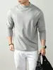Promoção de baixa temporada: Camiseta masculina de manga longa com gola alta, algodão puro de peso pesado, estilosa e versátil, peça básica da moda