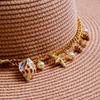 Decorações para Chapéus de Verão no Atacado, Decorações de Tecelagem Feitas à Mão com Concha Estrela de Cinco Pontas Banhada a Ouro, Cordões Decorativos de Concha