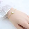 Entrada Francesa Contas de Transferência de Luxo Trevo de Quatro Folhas Pulseira de Aço Titânio Moda Feminina para o Trabalho Seis Contas Joias de Alto Padrão Novo Estilo