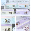 Qingyifang PapeleríaHabitación Mascota Terciopelo Beibei Doble Cremallera Cuadrada Estuche para Lápices Estudiante Doble Capa Gran Capacidad Bolsa de Almacenamiento con Cremallera