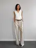 Camisa Blanca sin Mangas Estilo Francés para Mujer 2026 Verano con Sentido del Diseño, Chaleco Top con Cuello en V Cruzado Venta al por Mayor Ropa para Mujer