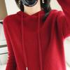 Qingcang] Moletom com Capuz Feminino de Tricô Tricotado Outono e Inverno Solto para Usar por Baixo Tamanho Grande Tricô para Usar por Baixo Top Exterior