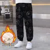 Calças Casuais de Outono e Inverno para Crianças, Calças de Moletom da Moda para Meninos e Meninas, Calças Xadrez Forradas com Lã para Crianças Pequenas e Médias