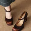 Zapatos de moda elegantes de una sola tira, zapatos de tacón alto retro negros para mujer, nuevo modelo 2026, zapatos Mary Jane de punta cuadrada con tacón grueso