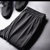 Pantalones finos de seda de hielo de verano para hombre, pantalones casuales, suministro de puesto, pantalones deportivos holgados, pantalones pitillo elásticos capri, pantalones con lazo en el tobillo