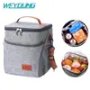 Bolsa de almuerzo portátil de producción de fábrica, bolsa de hielo engrosada para mantener la frescura, bolsa impermeable para lonchera, bolsa de aislamiento con hombro, bolsa de almuerzo estilo coreano