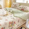 Funda de Cama Estilo Ins para Maternidad e Infancia Clase A Juego de Tres Piezas, Colcha Acolchada Espesa de Terciopelo de Leche Color Sólido, Sábana Estampada para Todas las Estaciones