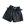 Saia de Couro PU com Design Resistente para Mulheres, Novo Estilo Outono 2026, Cintura Alta Emagrecedora Roupa de Trabalho Saia Curta Evasê