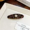 Grampo de Cabelo Clip BB com Estampa de Leopardo Cor de Café Flor de Íris Dourada Coreana Acessório de Cabelo Fashion de Alta Qualidade Franja Lateral