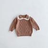 Conjunto de Suéter con Cuello de Encaje de Manga Larga y Falda de Punto para Niña Estilo Coreano 2026 Otoño
