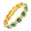 Pulsera Magnética de Moda Color Oro Rosa y Diamante Verde para Mujer, Pulsera Magnética con Esmeralda Cuadrada Grande Incrustada con Diamantes, de TikTok Transfronterizo