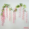Decoración de Enredadera de Flores de Glicinia Artificial, Planta de Cadena de Enredadera de Flores de Plástico para Cubrir Tuberías de Aire Acondicionado