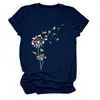 Amazon eBay site independente moda casual personalizada feminina dente-de-leão estampa de livro gola redonda manga curta camiseta