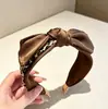 Diadema de leopardo estilo francés con lazo para mujer, diadema ancha de retazos vintage, accesorio para el cabello de moda de corona alta