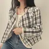 Jaqueta xadrez curta estilo Chanel em estoque