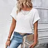 2024 Amazon Europea y Americana Primavera y Verano Nueva Estación Independiente Camiseta de Manga Corta con Empalme de Encaje Lista para Enviar Ropa Femenina Transfronteriza