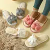 Eva Comercio Exterior Pantuflas para el Hogar Planas Pantuflas Ropa de Exterior para Mujer Pantuflas de Algodón con Lazo Tendencia en Pantuflas Antideslizantes
