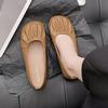 Falda Slip-on Combinable Zapatos de Leche Color Sólido Zapatos de Frijol Punta Redonda Planos Plisados de Una Capa para Mujer Primavera y Otoño 2024