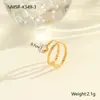 Anillo de Acero Inoxidable con Circonita Incrustada Estilo de Moda Transfronterizo Chapado en Oro de 18K Lujo Accesible Anillo de Acero de Titanio Joyería de Mano Ajustable