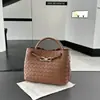 Bolso Tote Tejido de Piel de Vaca Exclusivo Transfronterizo Gran Capacidad Bolso para Viajes Diarios Bolso de Mano Hombro Cruzado de Cuero Genuino de Alta Gama para Mujeres