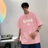 Camiseta Retro Americana de Manga Corta para Hombre, Verano, Algodón Puro de Peso Pesado, Marca de Moda para Adolescentes, Camiseta de Media Manga Holgada y Versátil