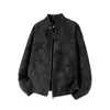 Chaqueta Harrington corta acolchada estilo Melard wasteland para hombre, primavera y otoño, con cuello alto, diseño tie-dye de moda