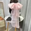 Super Fairy Organza Long Bow Ribbon Hairpin Feminino Novo Malha Top Clip Back Cabeça Primavera Clip Headwear