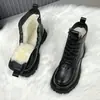 Botas de nieve impermeables con plataforma, forradas de pelo, con cordones, botas estilo Martin para mujer, colección de invierno 2026, con forro adicional de felpa y suelas engrosadas para calidez y protección contra el frío.
