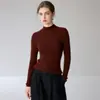 Suéter Base de Cachemir 100% Puro de Manga Larga Ajustado para Mujer, Tejido de Punto Pullover, para Otoño e Invierno